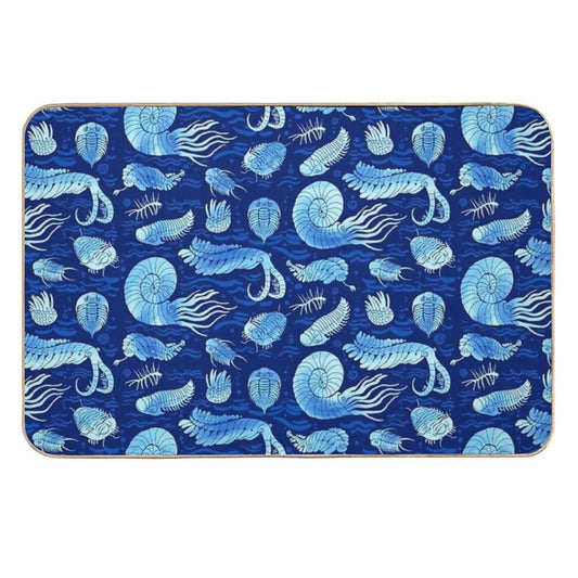 Ancient Sea Animals Trilobites, Anomalocaris, Wiwaxia And Others on Dark Bg  Toxin-Free Bath Mat
