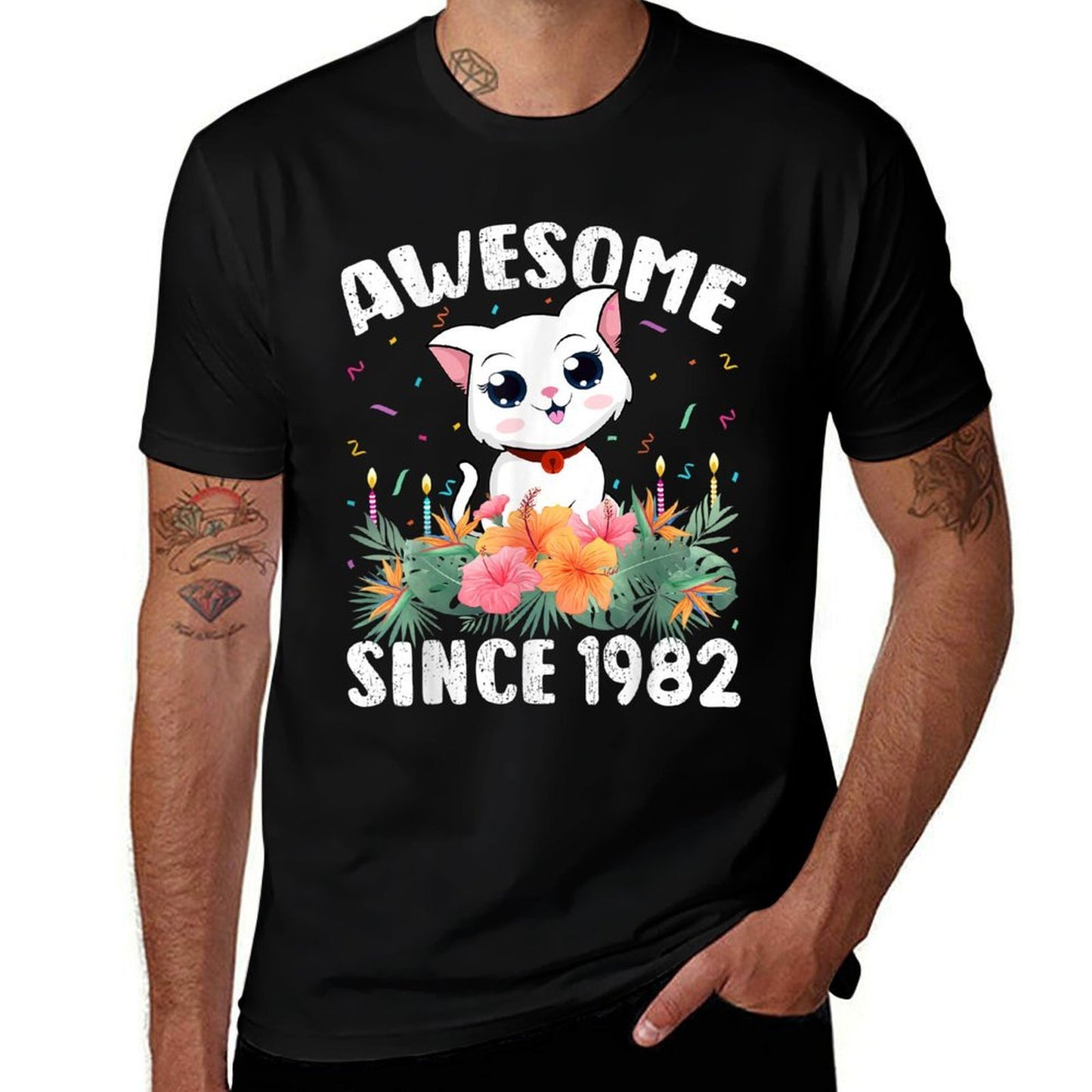 40 Years Old Cat Lover Awesome Since 1982 40th Birthday  Versatile T-Shirt