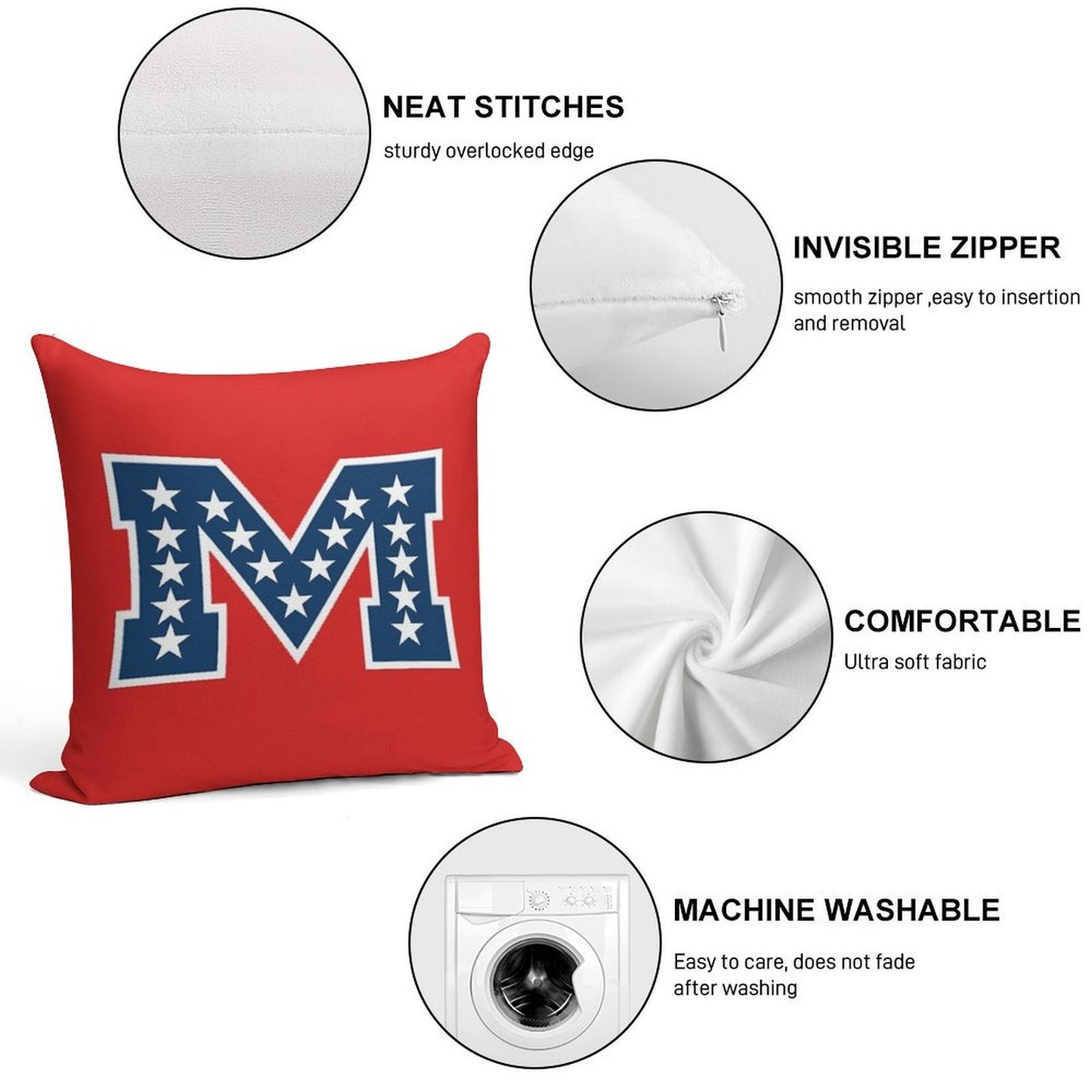 Battle M Soft Hidden Zipper Throw Pillow