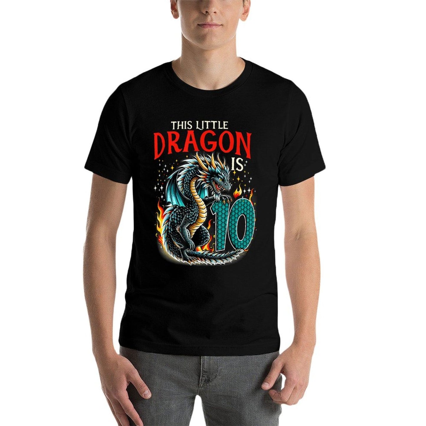 Turning 10 Year Old Birthday Boy Dragon 10th Bday Girl  Wrinkle-resistant T-Shirt