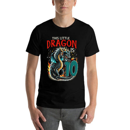 Turning 10 Year Old Birthday Boy Dragon 10th Bday Girl  Wrinkle-resistant T-Shirt