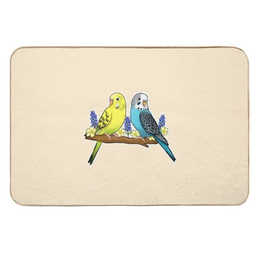 Cute Budgies  Rapid-Drying Bath Mat