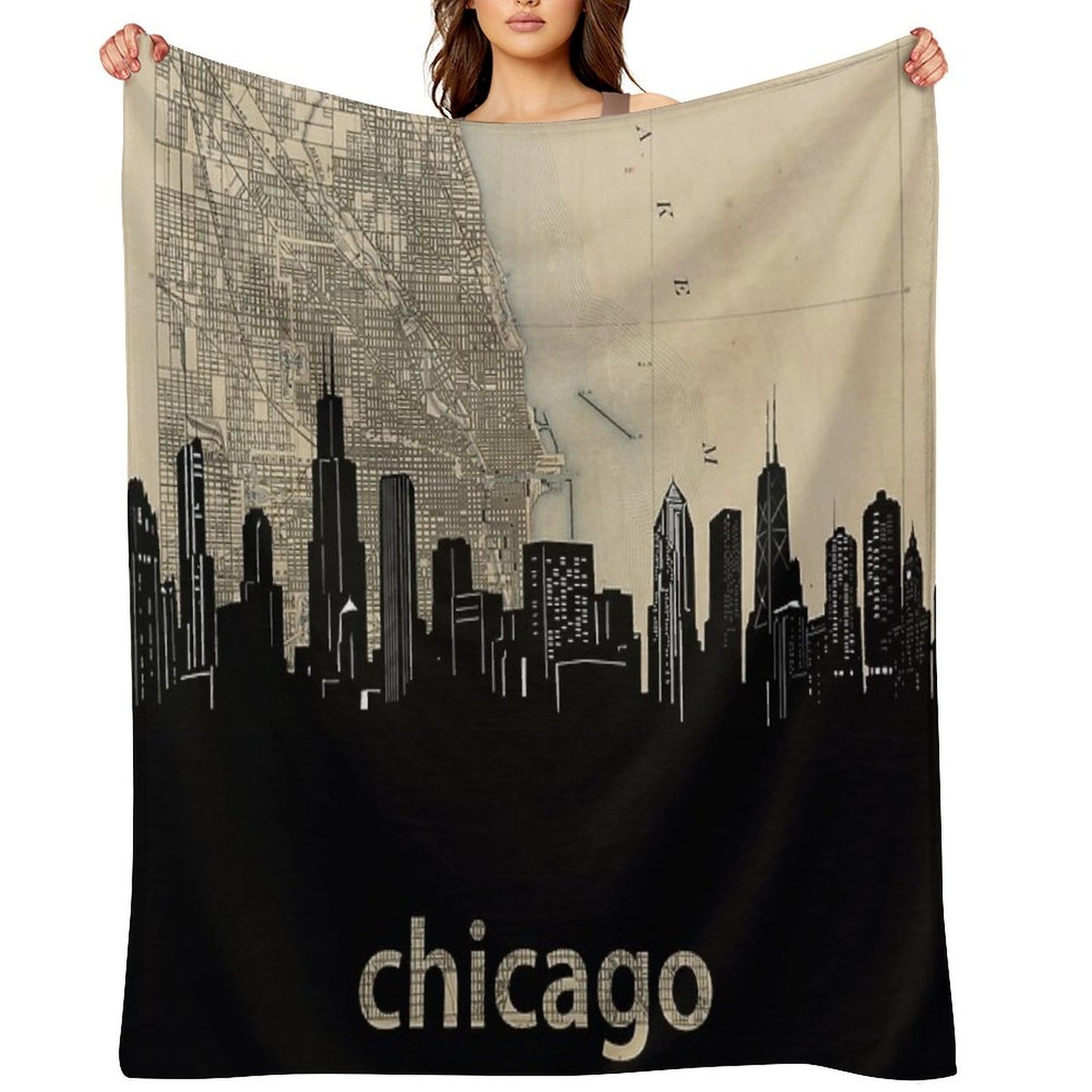 Chicago Skyline Compact Throw Blanket