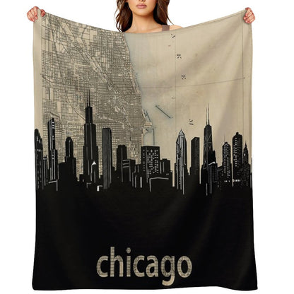 Chicago Skyline Compact Throw Blanket