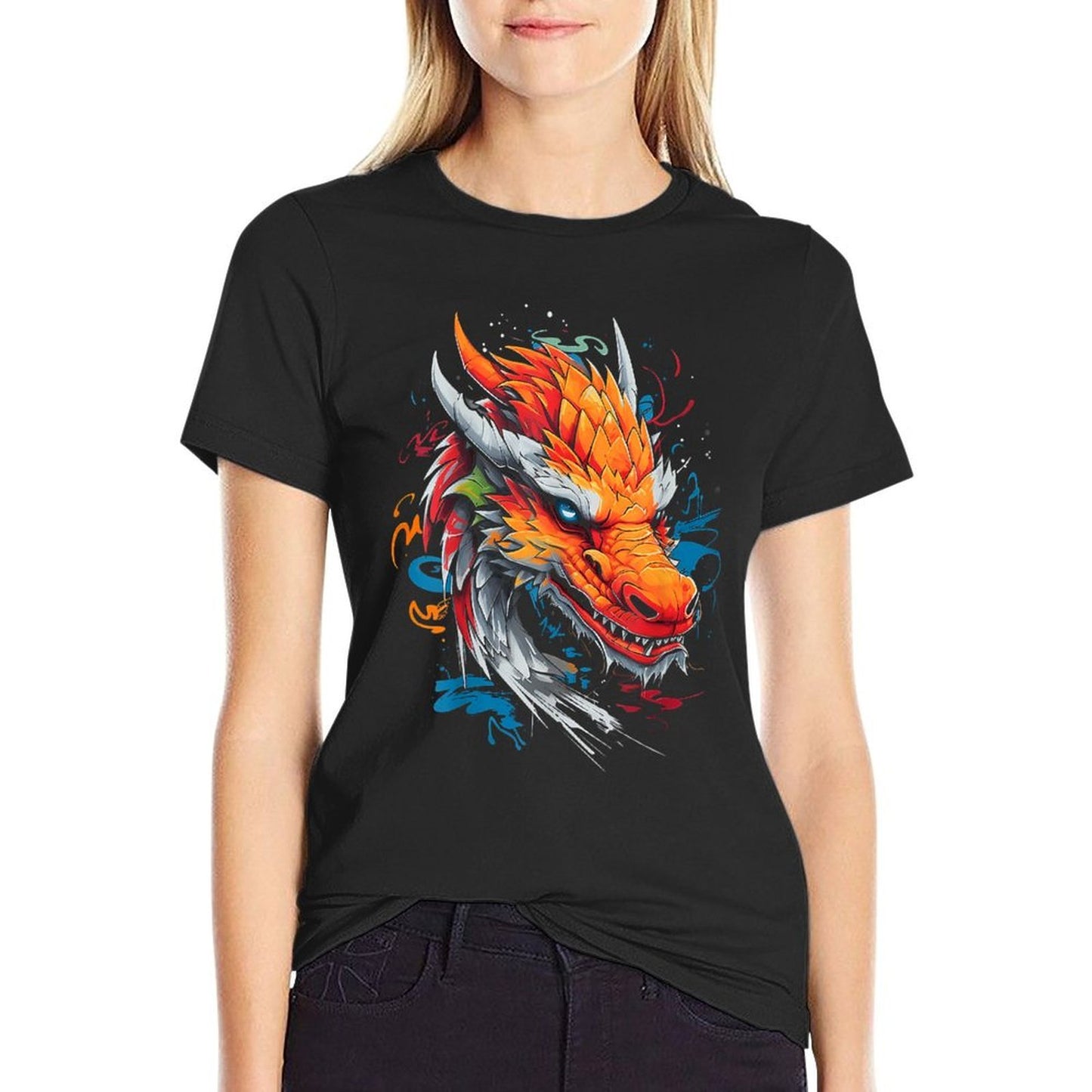 Dragon Graphic Fantasy Art Dragon  Heathered Texture T-Shirt