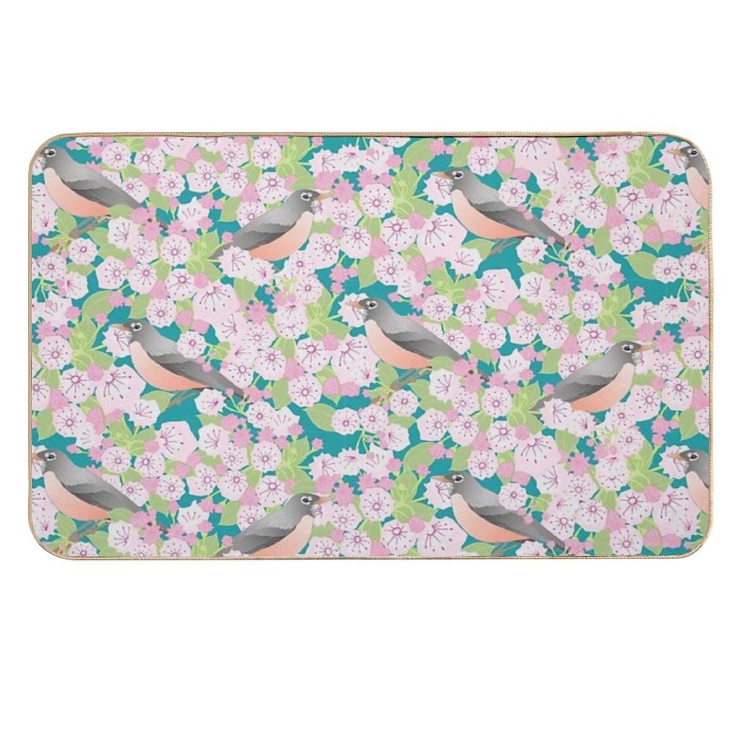 Conneticut State Flower And Bird  Non-Slip Bath Mat