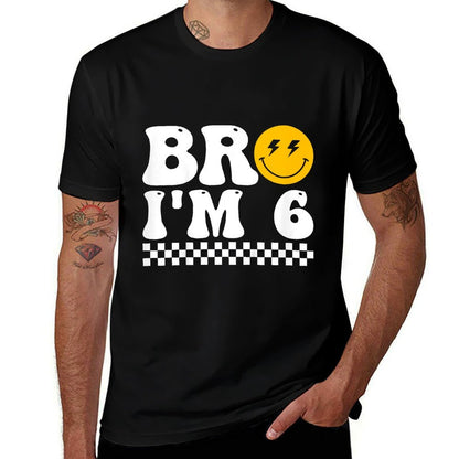Kids Bro I’m 6 Groovy 6th Birthday 6 Year Old Birthday  Eco-friendly Material T-Shirt