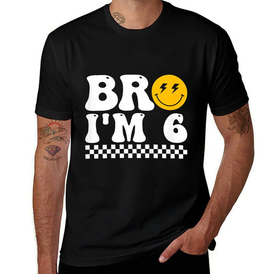 Kids Bro I’m 6 Groovy 6th Birthday 6 Year Old Birthday  Eco-friendly Material T-Shirt
