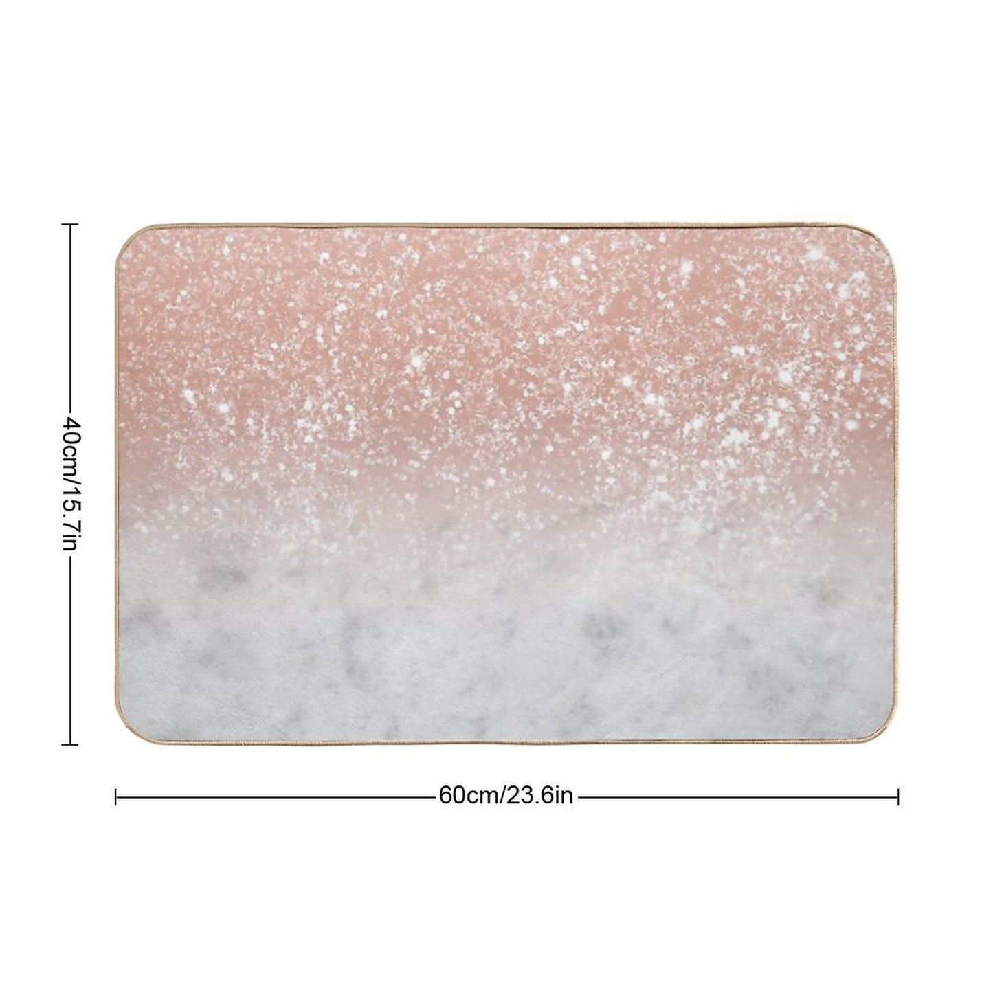 White Marble Rose Gold Ombre Glam #1 (Photo of Glitter Only - Not Reflective)  Anti-Trip Bath Mat