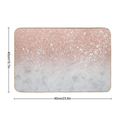 White Marble Rose Gold Ombre Glam #1 (Photo of Glitter Only - Not Reflective)  Anti-Trip Bath Mat