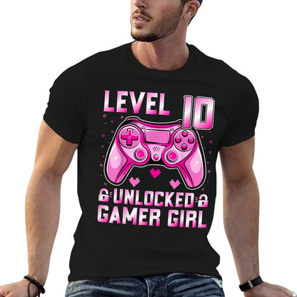Level 10 Unlocked Gamer Girl Video Gamer 10th Birthday Comfortable T-Shirt