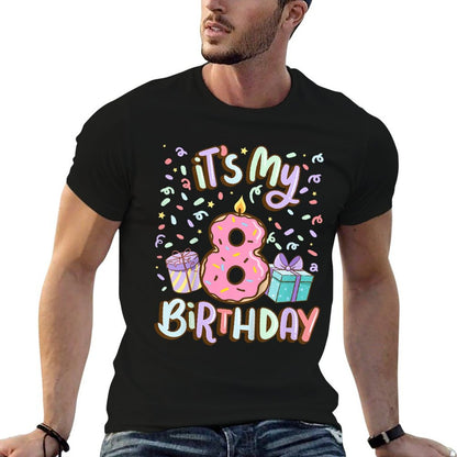 It's My 8th Birthday Cake Donut 8 Year Old Confetti  Easy-care T-Shirt