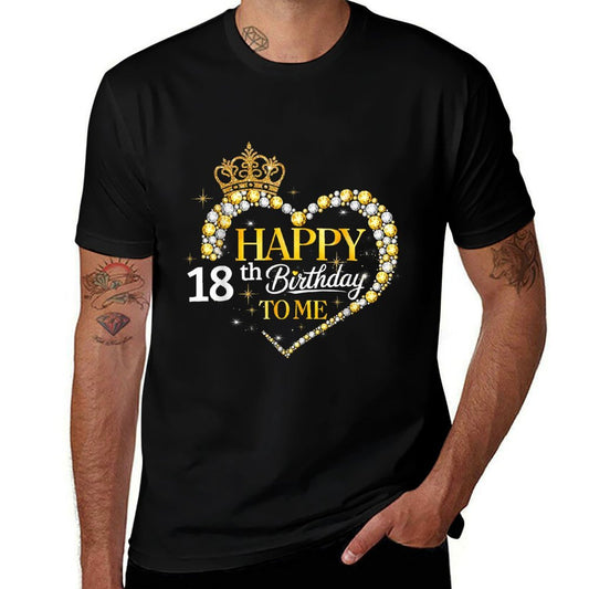 Happy 18th Birthday to Me Queen Crown Heart Afro Woman Girl Comfortable T-Shirt