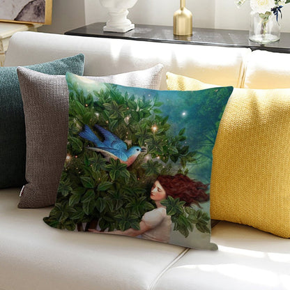 A Bluebird's Song Soft Decorative Cover Throw Pillow