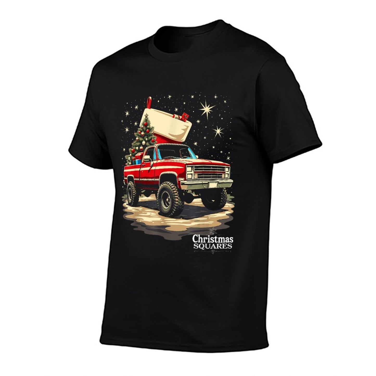 Christmas Squares Squarebody K10 Truck Holiday Night Scene  Affordable Price T-Shirt