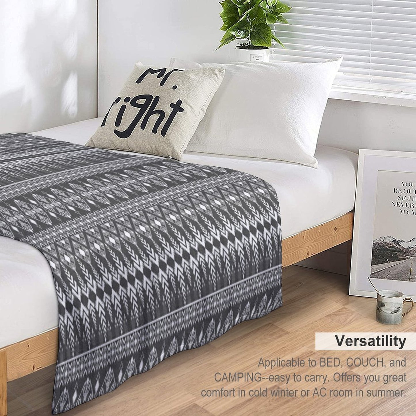 Abstract Geometric Pattern on Gray Background Premium Throw Blanket