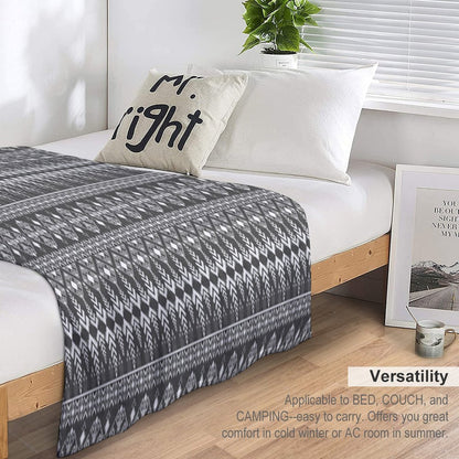 Abstract Geometric Pattern on Gray Background Premium Throw Blanket