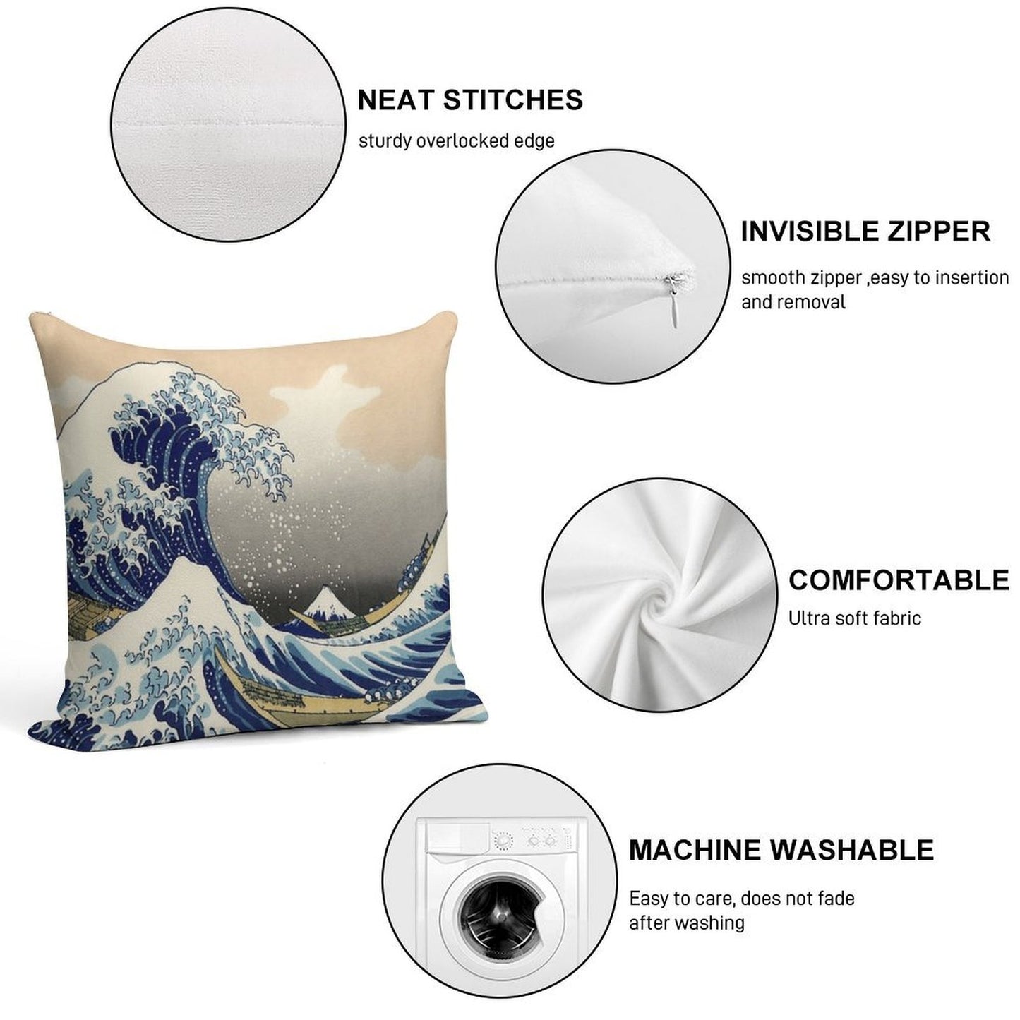 Great Wave Soft Ultra-Soft Texture Throw Pillow