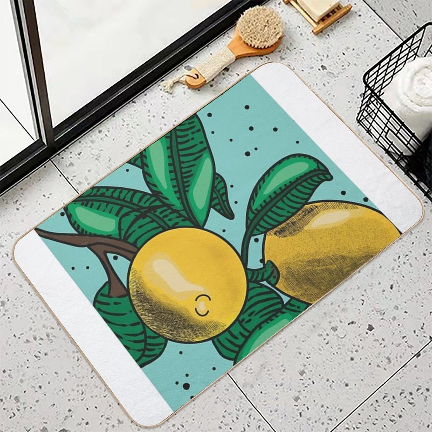 Lovely Lemons Light Turquoise  Dirt-Trapping Bath Mat