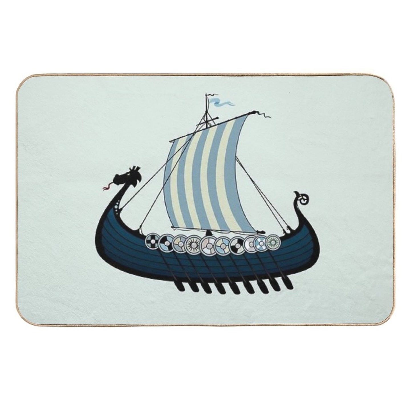 Blue Viking Ship  Long-Lasting Bath Mat