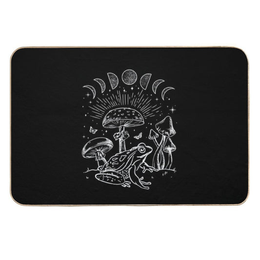 Dark Academia Frog And Mushroom Cottagecore Aesthetic with Goth Mystique, Alternative Edge, Forest Psychedelic Nature, And Witc  Fade-Resistant Bath Mat