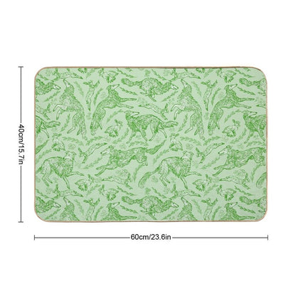 Hounds And Hares - Pale Green Toile  Absorbent Bath Mat