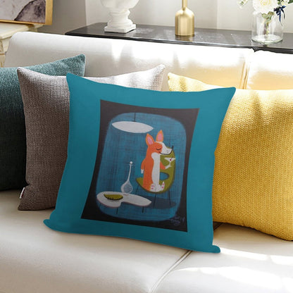 Corgi At Home Soft Short Plush Fabric Throw Pillow