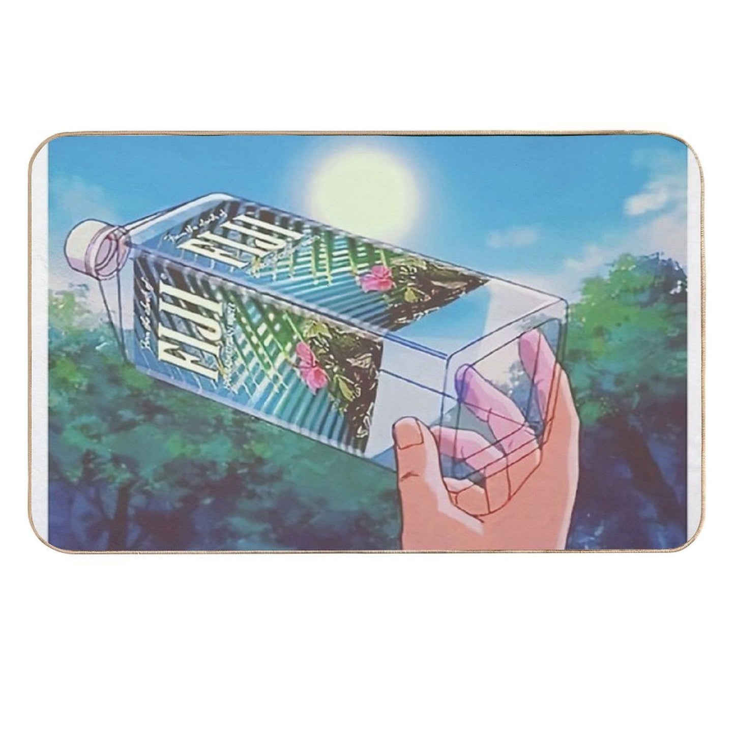 Fiji Water Bottle Anime Japan Lofi Retro Vintage Chill Vaporwave  Rapid-Drying Bath Mat