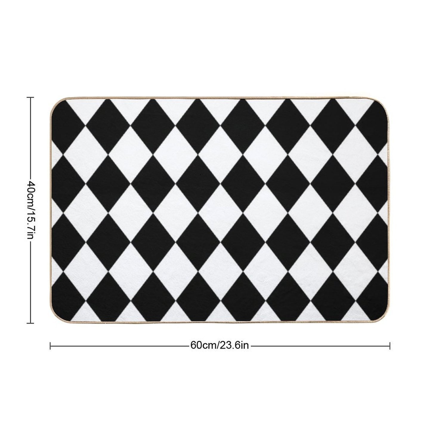Black And White Harlequin Pattern  Easy Maintenance Bath Mat