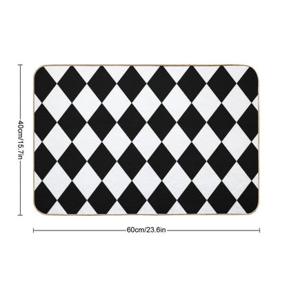 Black And White Harlequin Pattern  Easy Maintenance Bath Mat