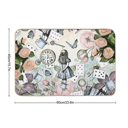 Alice In Wonderland  Collage  Fade-Resistant Bath Mat
