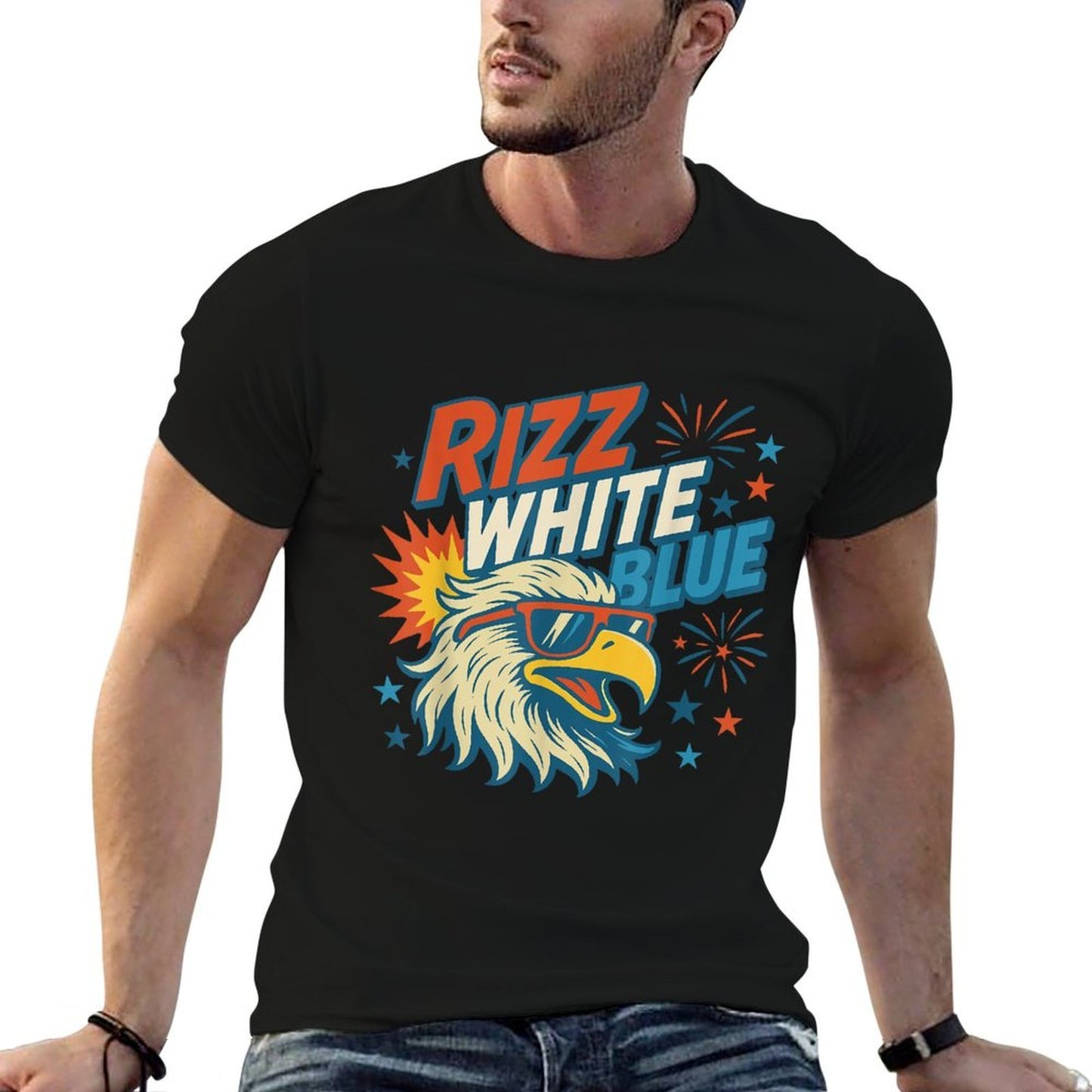 Rizz White Blue Patriotic Eagle 4th Of July  Moisture-wicking T-Shirt