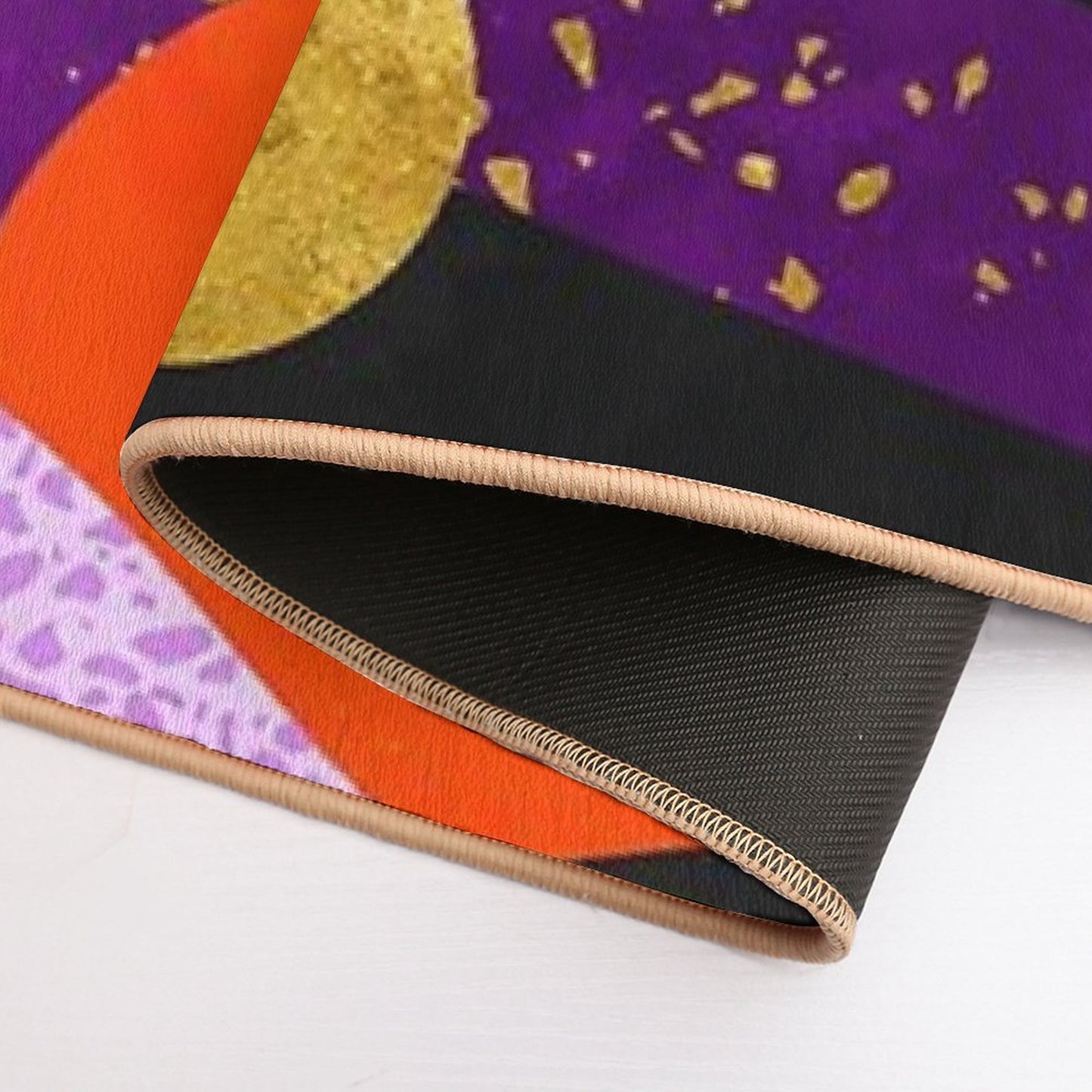 Terrazzo Galaxy Purple Orange Gold  Easy Maintenance Bath Mat