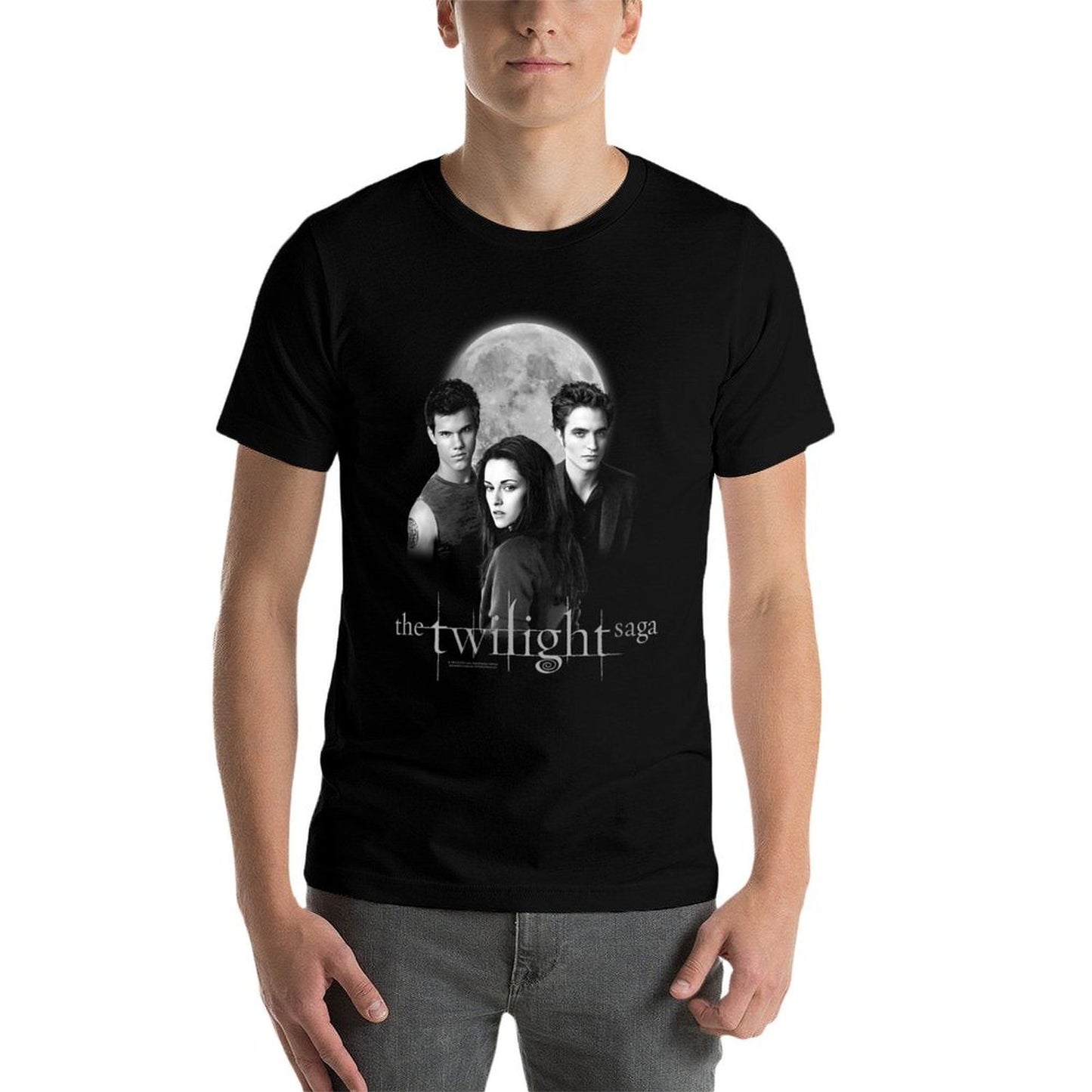 Womens Twilight Saga Black & White Photo Jacob, Bella, Edward Movie  Fade-proof Color T-Shirt
