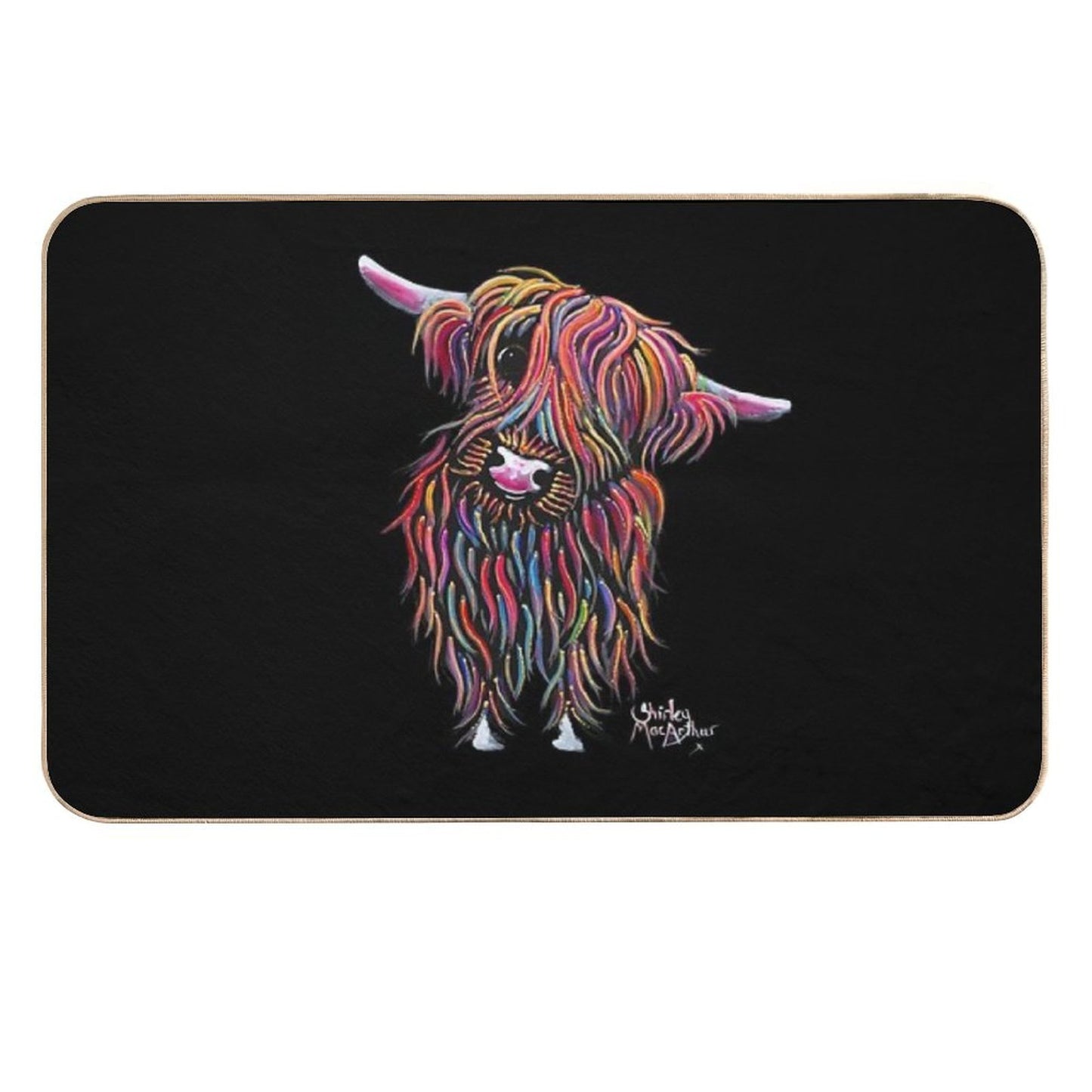 Scottish Highland Cow ' BoLLY ' by Shirley MacArthur  Anti-Trip Bath Mat