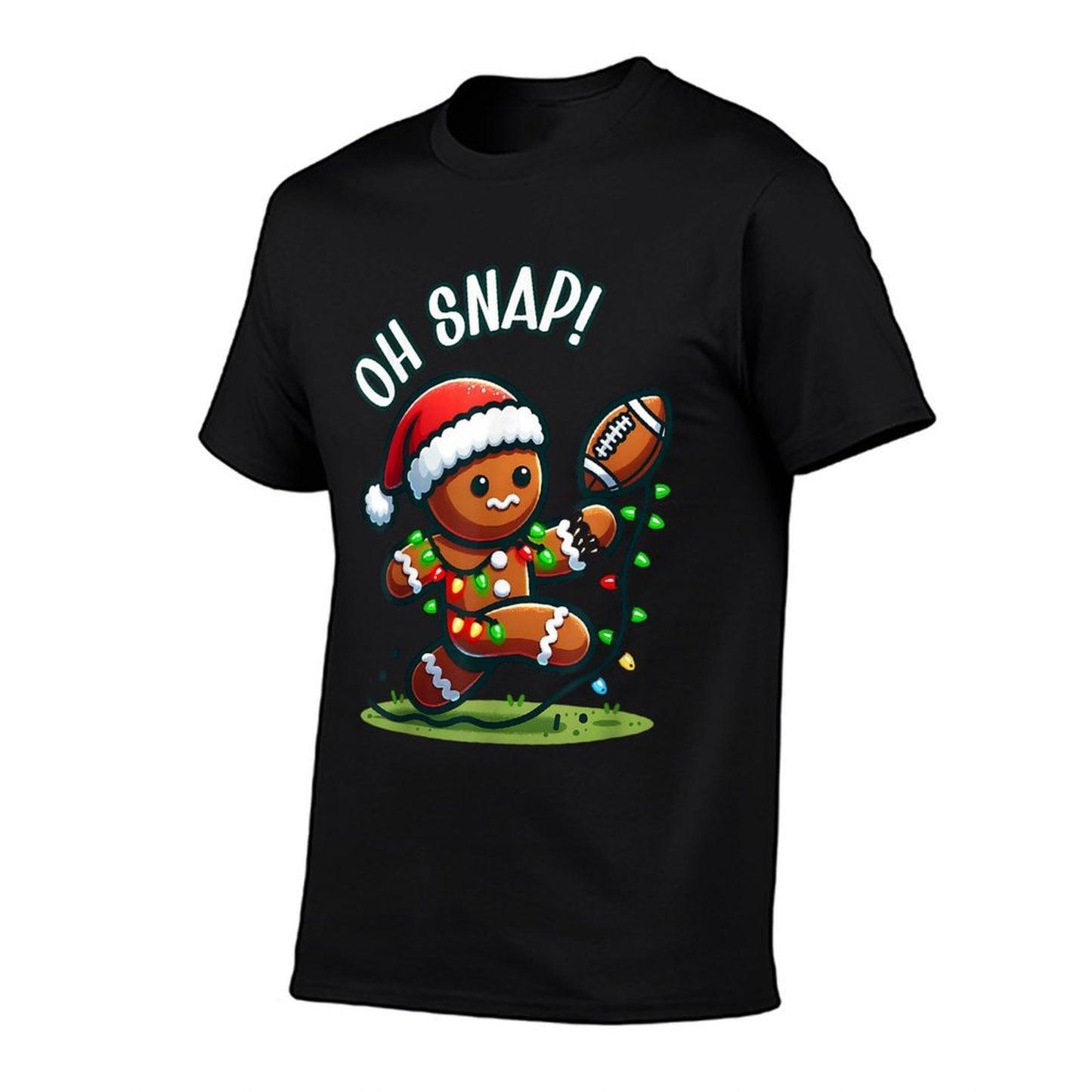Funny Gingerbread Man Pajamas  PJs Xmas Holiday Oh Snap Gingerbreadman Christmas Football  Lightweight T-Shirt