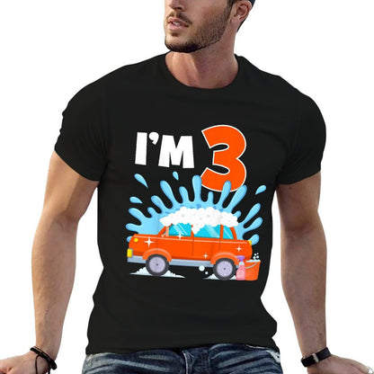 Kids Three Year Old Car Wash Theme Birthday Party Family Matching  Eco-friendly Material T-Shirt