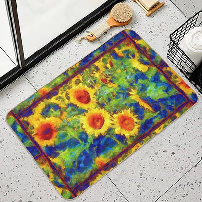 Sunflowers Dance in A Field - Girasole  Easy Maintenance Bath Mat