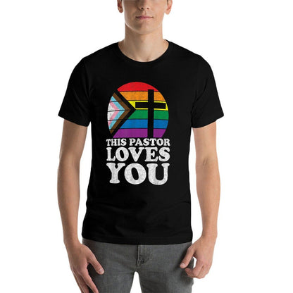 Christian Ally Inclusive Pride Clergy This Pastor Loves You  Stretchy T-Shirt