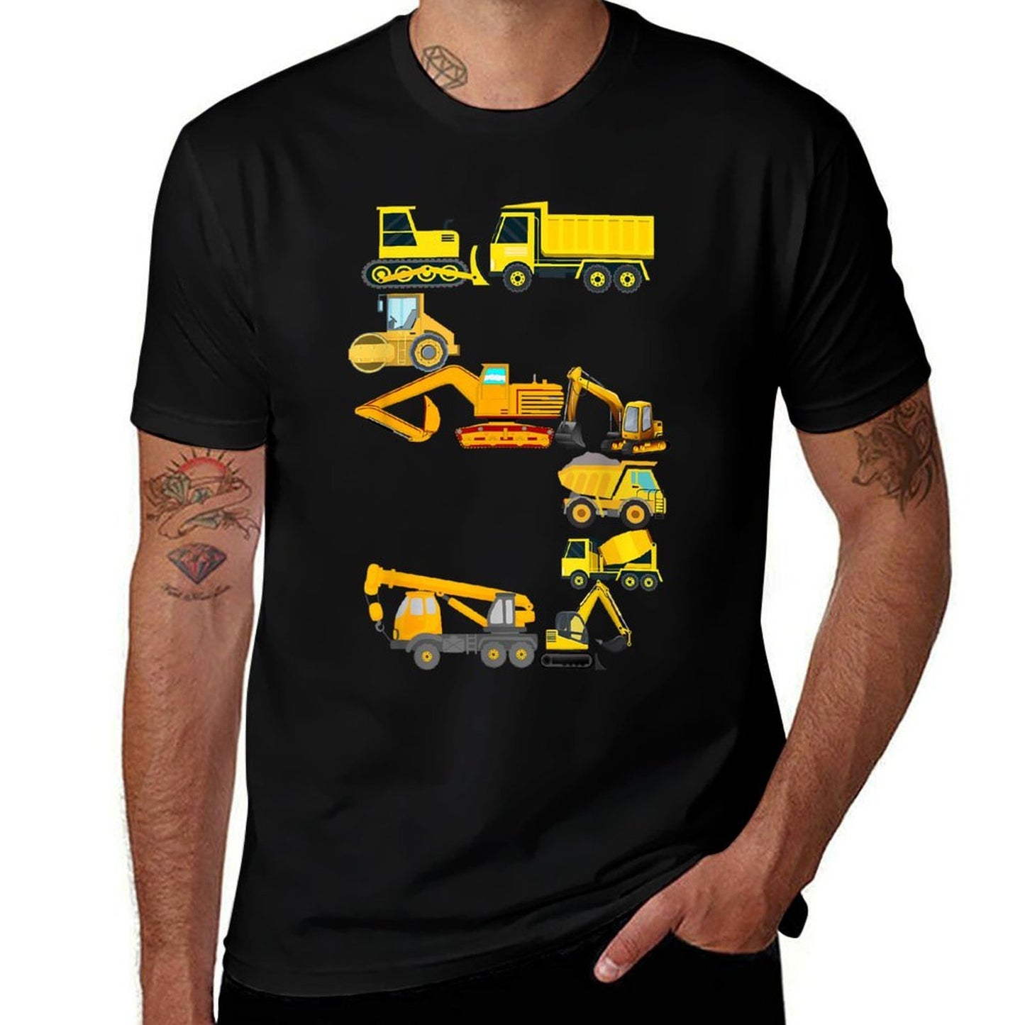 Kids Construction Truck 5th Birthday 5 Years Old Boys  Slim-fit Cut T-Shirt