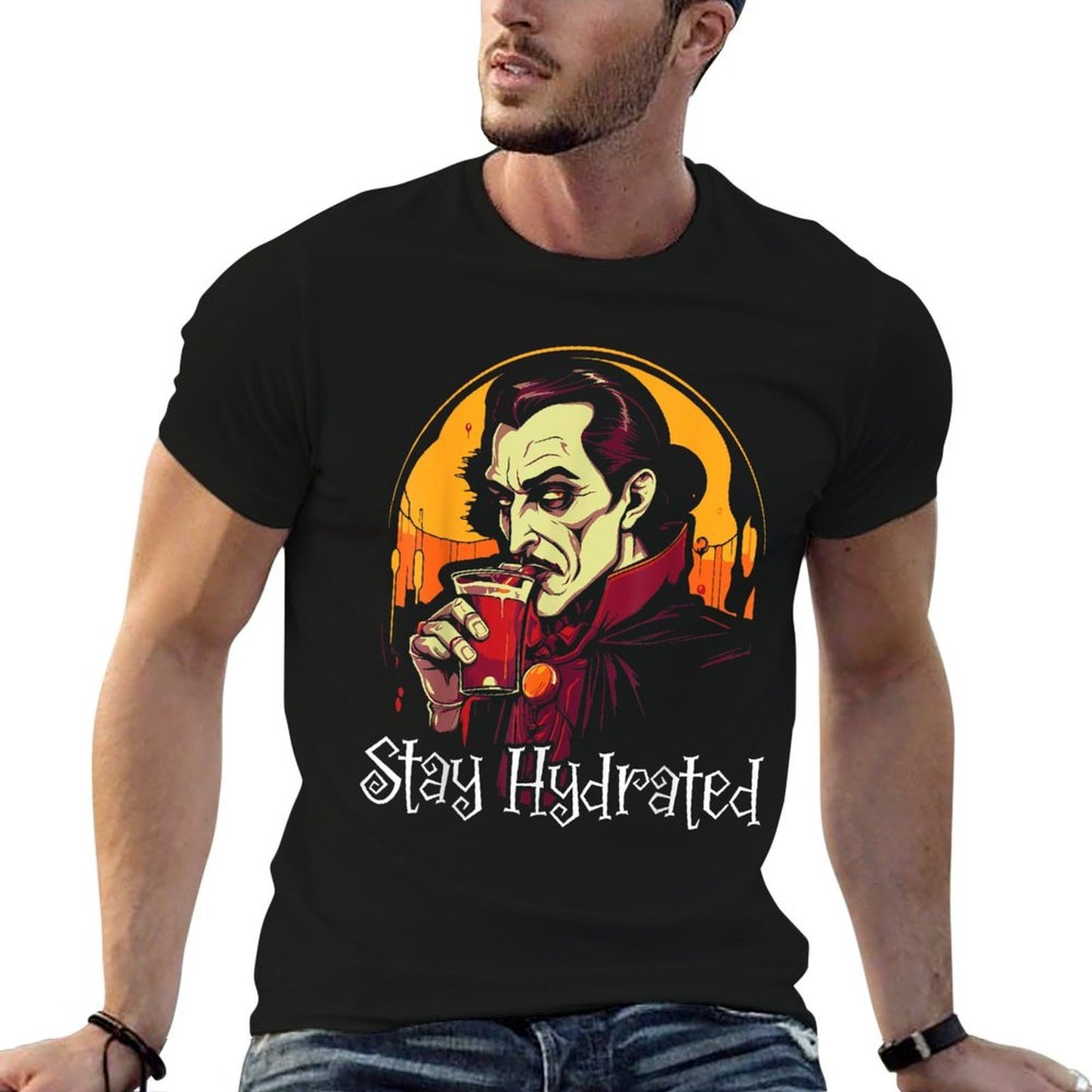 Dracula Halloween Scary Trick Or Treat Spooky Vampire  Wrinkle-resistant T-Shirt