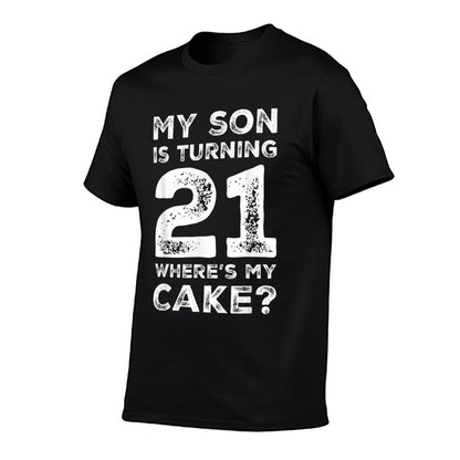 21st Birthday for Dad Mom 21 Year Old Son Gift Family Squad  Rolled Sleeves T-Shirt