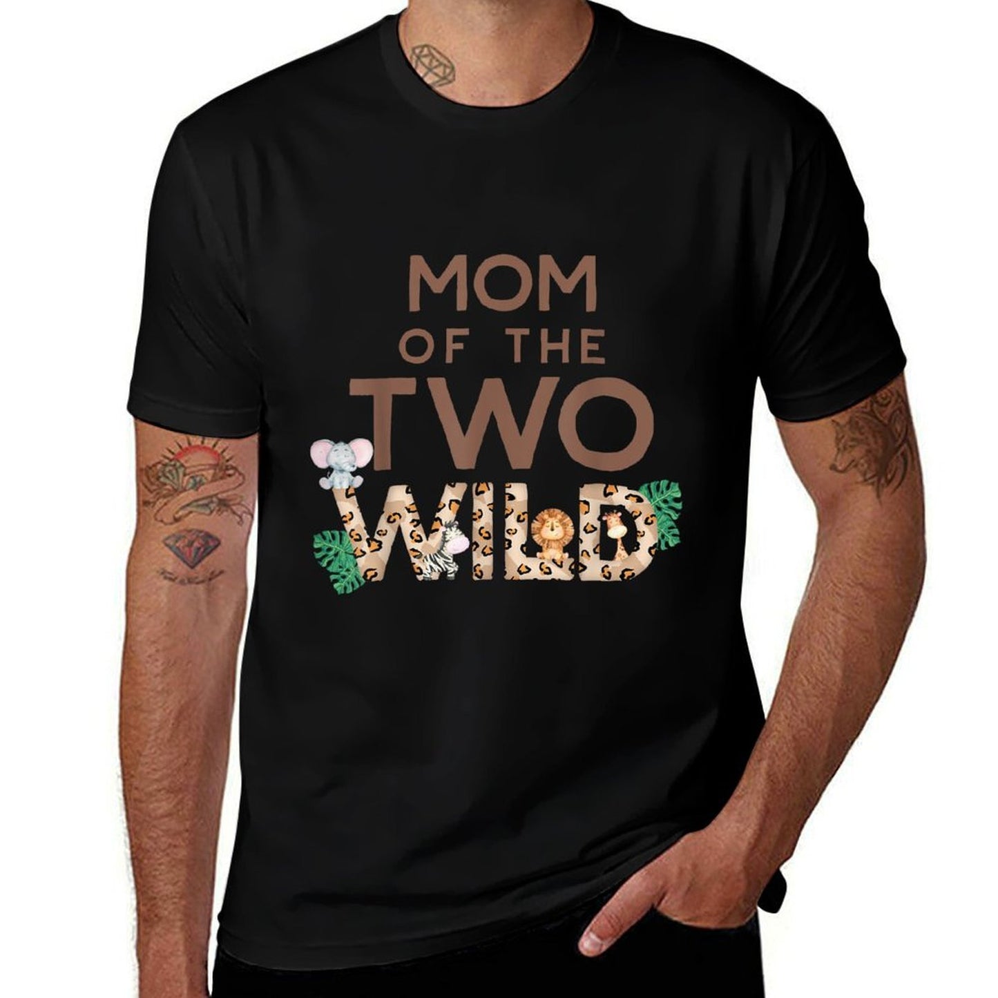 Mom of The Two Wild Animal Safari 2nd Birthday Theme Family  Fade-proof Color T-Shirt