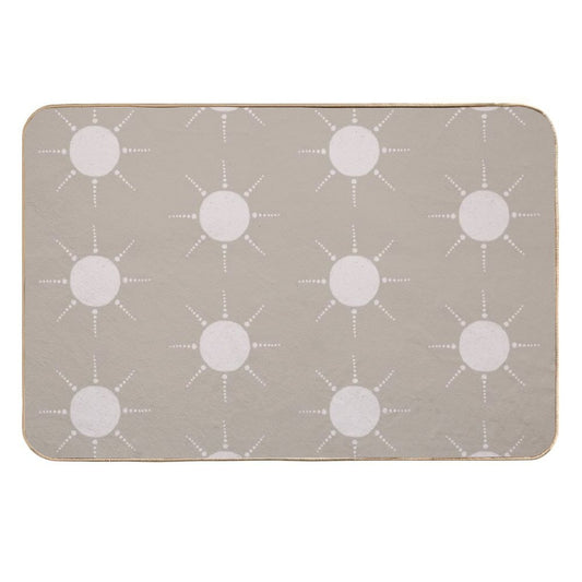 Pretty Polka Dots Sun Pattern Boho Aesthetic In Muted Colors Light Taupe Durable Bath Mat