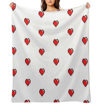 Red Pixel Heart Anti-pilling Throw Blanket