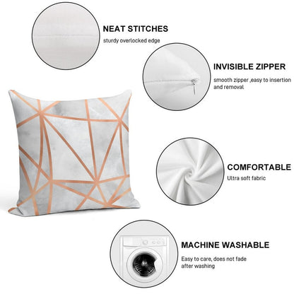 White & Copper Geo Soft Fade-Resistant Throw Pillow