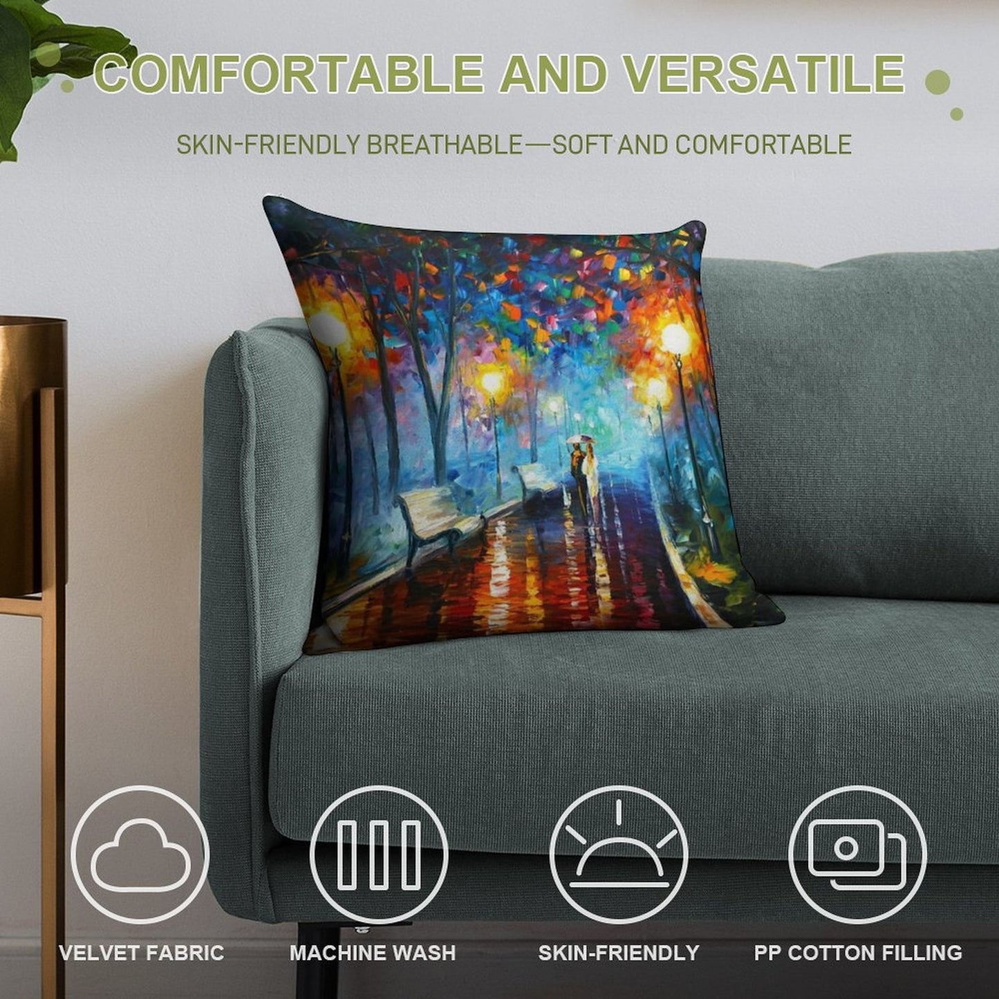 MISTY MOOD - Leonid Afremov Soft Luxury Feel Throw Pillow