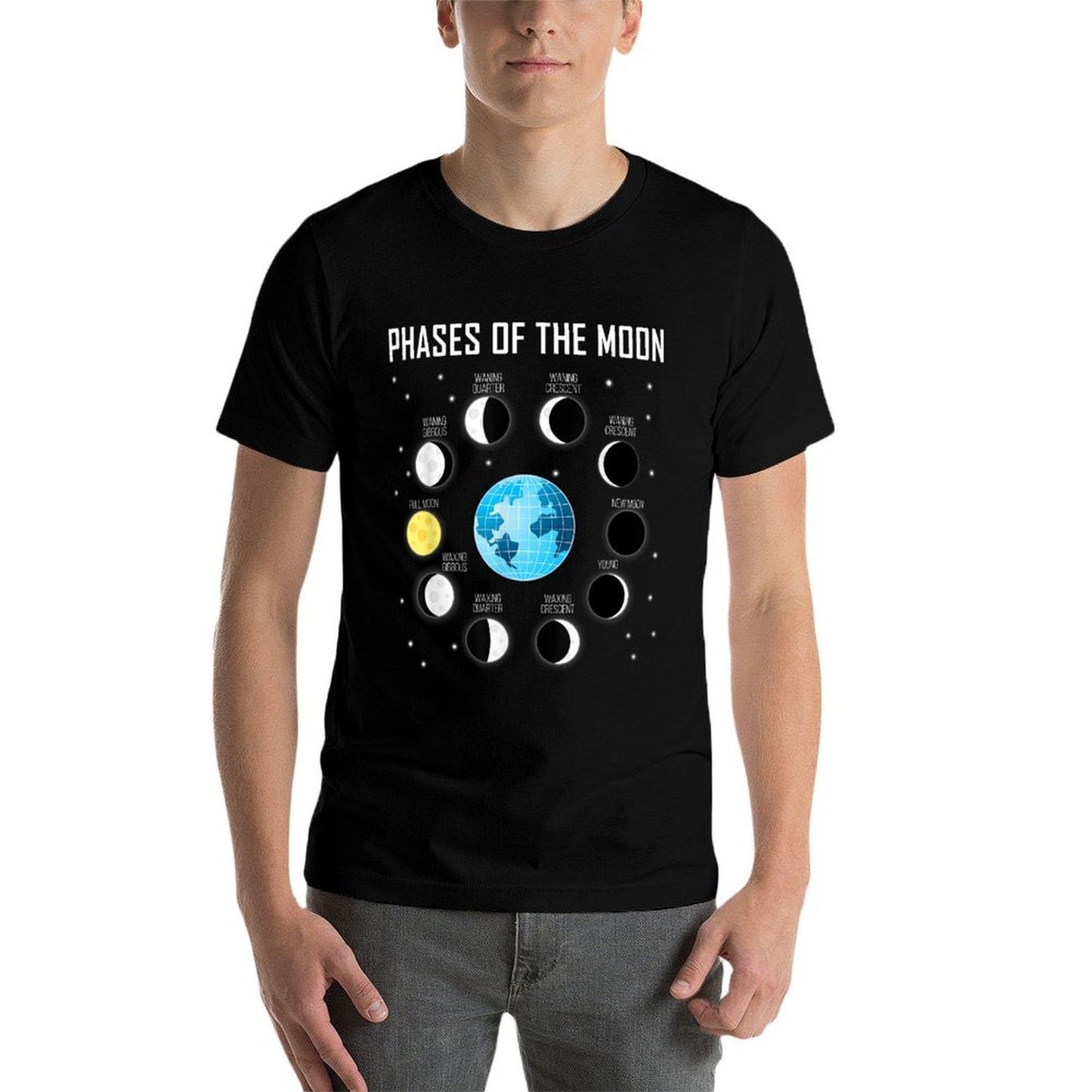 Phases of The Moon Moon Phase Space  Lightweight T-Shirt