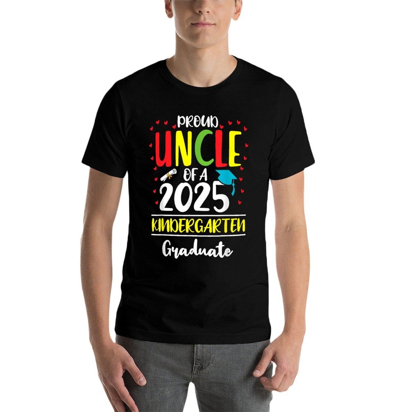 Funny Proud Uncle of A Class of 2025 Kindergarten Graduate  Polyester Blend T-Shirt