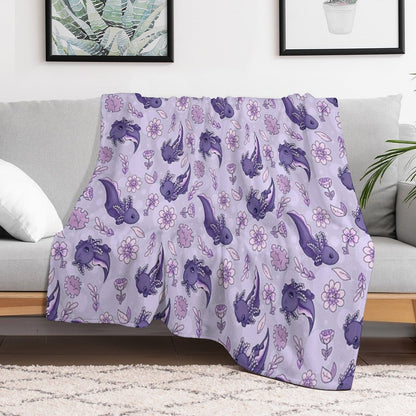 Floral Speckled Axolotl Pattern - Winter Edition Multi-functional Throw Blanket